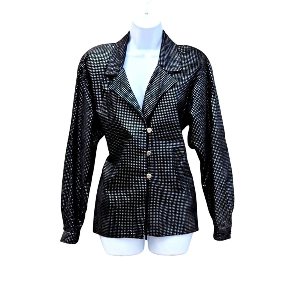 Volup Vintage Lillie Rubin Adri New York Black Suede Silver Dot Jacket Large
